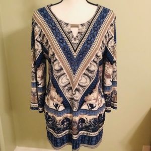 🌼 JM Collection Embellished Printed Keyhole Top